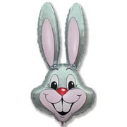 37" GREY GRAY Rabbit Bunny Head Shaped Easter Basket Stuffing Gift Baby Foil Mylar Balloon