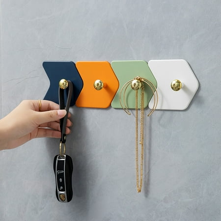 

JLSJ4 Pcs Wall Hook Free Hook Living Room Bedroom Stick Hook Kitchen Wall Hanger