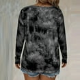 thumbnail image 4 of dGslk Women’s Long Sleeve Lace Up V Neck Casual Tie Dye Pullover Top Loose Fit Lightweight Shirt for Spring and Fall Black 2XL, 4 of 5