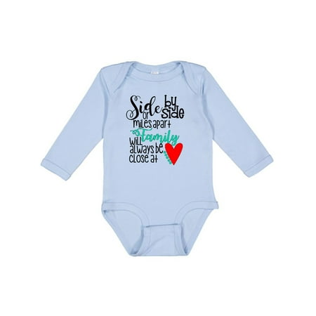 

Inktastic Side by Side or Miles Apart Family Will Always Be Close Gift Baby Boy or Baby Girl Long Sleeve Bodysuit