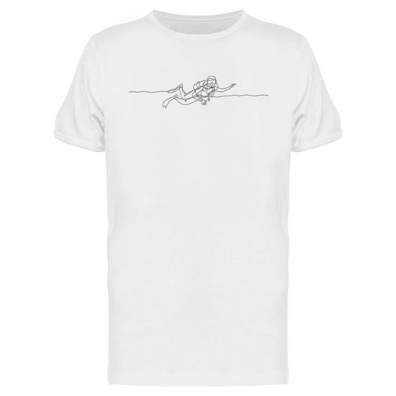 Single Line Drawing Scuba Diver T-Shirt Men -Image by Shutterstock, Male 3X-Large