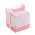 thumbnail image 2 of 50Pcs Square Shape Wedding Birthday Party Favor Chocolate Candy Gift Boxes with Ribbon Pink, 2 of 2