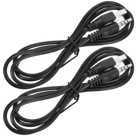 NICEXMAS 2Pcs Black USB to 3.5mm Power Cord Adapter for Charging and Audio Connection