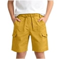 thumbnail image 3 of Rvasteizo Boys Solid Pocket Elastic Waist Cargo Crop Shorts Sports Shorts for 3-15 Years, 3 of 5