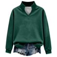 thumbnail image 5 of Womens Fuzzy Fleece Sweatshirt Fleece Plus Size V Neck Long Sleeve Tops Loose Fit Comfort Pullover Trendy Classic Shirts XS-5XL fashion clothing Green L, 5 of 9