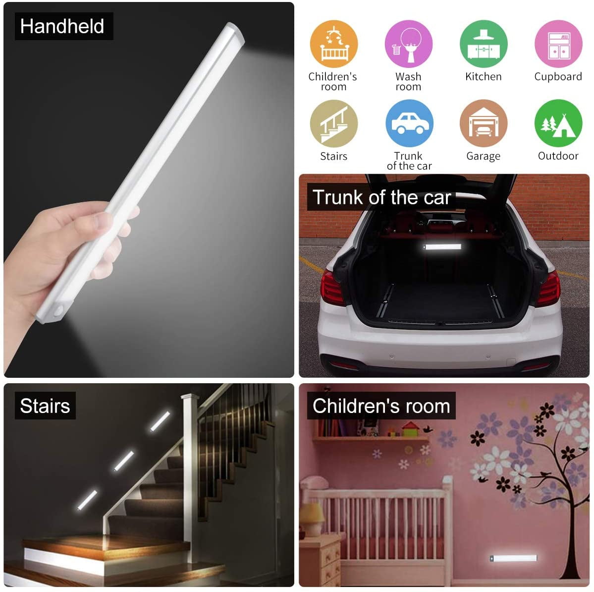 30-LED Motion Sensor Cabinet Light,Magnetic Motion Activated Under Counter Closet Lighting, Wireless USB Rechargeable Kitchen Cupboard Night Lights,Motion Activated Light Bar-2Pack