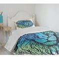 thumbnail image 4 of Ambesonne Lion Quilted Bedspread Set 2 Pcs, Portrait King of Forest, Twin Size, Pale Blue Turquoise, 4 of 6