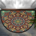 thumbnail image 2 of Vintage Ethnic Floral Half Round Door Mat, Mandala Flower Non-Slip Half Circle Area Rug Doormat Washable Half Moon Rug Indoor Entrance Doormat for Kitchen Bedroom Home Decor 24"x36", 2 of 7