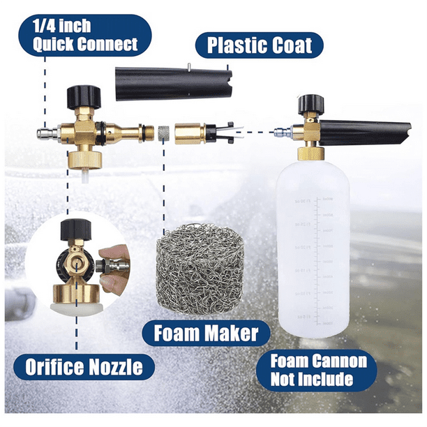 Lot De 6 Buses à Orifice De 1,1 Mm Pour Canon à Mousse Et Kit De Filtre à Mailles Pour Fabricant De Mousse Avec Outils De Nettoyage Canon, Embouts De Filetage Universels Lot De 6 Buses à Orifice De 1,1 Mm Pour Canon à Mousse Et Kit De Filtre à Mailles Pour Fabricant De Mousse Avec Outils De Nettoyage Canon, Embouts De Filetage Universels