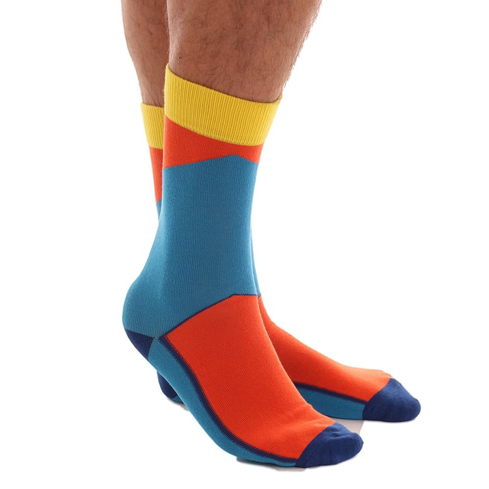 blue dress outfit shoes Sky blue & orange knee-high socks - 100% Cotton lisle main image 1