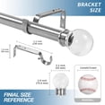 thumbnail image 3 of Urbanest Adjustable Single Curtain Rod Set Crystal Ball Finials – 1 -Inch Diameter, With Brushed Steel Rod, 28–48 Inches, 3 of 6