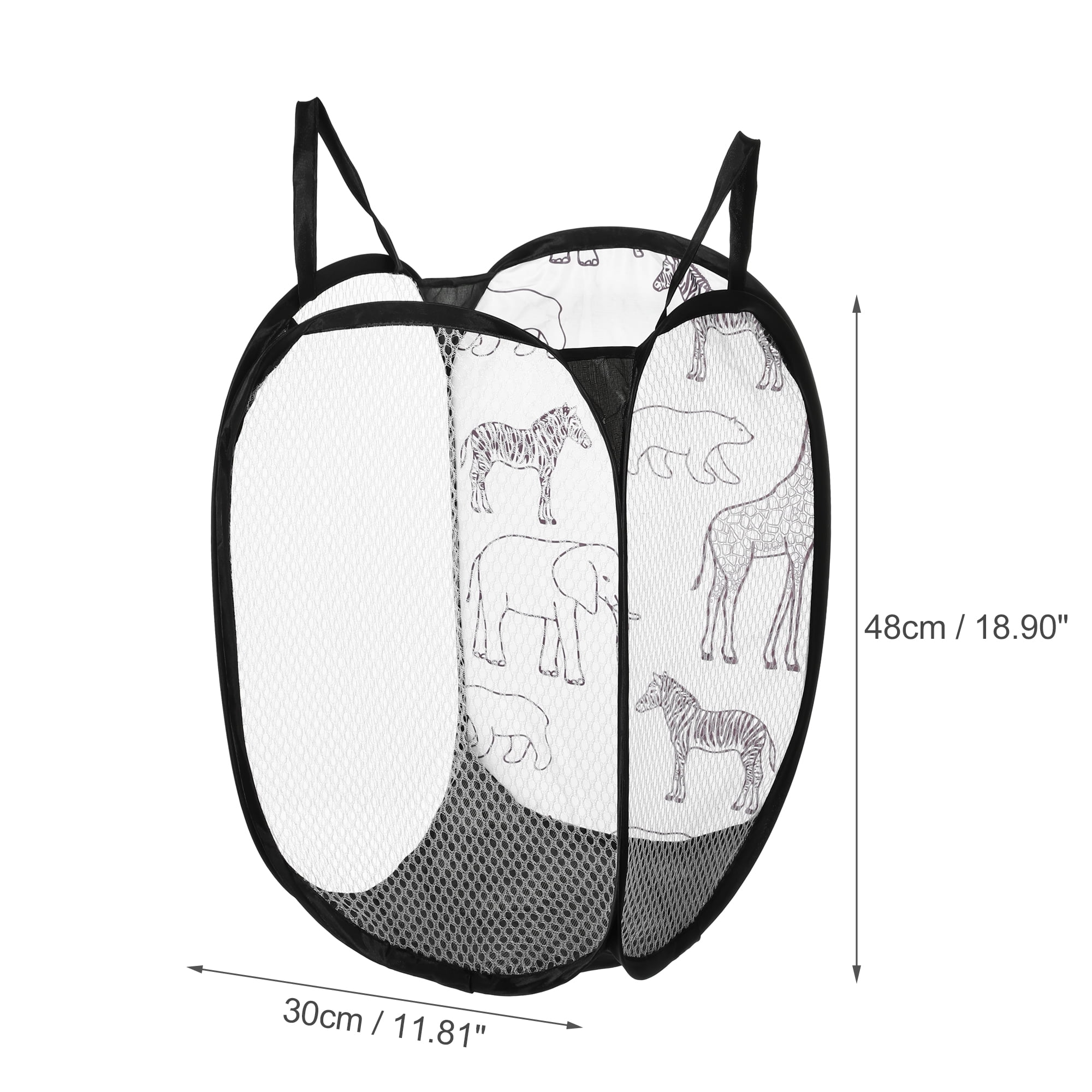 Unique Bargains Folding Laundry Basket Durable Hamper 1PC Black