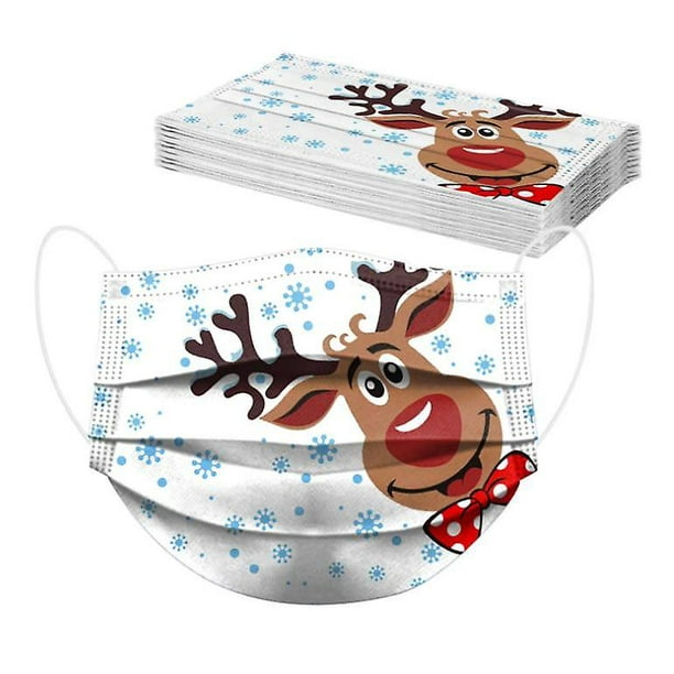 Tal 50pc Navidad Impreso Adulto Tela Mascarilla Lindo Desechable Pañuelos Adultos No Tejido 3 Capas Cara Bufanda Impresión Facial Diademas Para Adultos Breatha