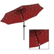 Pure Garden 10 ft Patio Umbrella with LED Solar Lights and UV 30+, Red