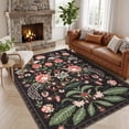 thumbnail image 2 of Garvee 5'x7' Modern Retro Floral Area Rug Washable Printed Carpet, Non Slip Low Pile Indoor Rug for Living Room Bedroom Dining Room, Purple Black, 2 of 10