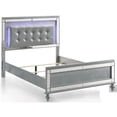 thumbnail image 2 of Benjara Lee Queen Size Bed- LED- Tufted Faux Leather Upholstery- Textured Silver, 2 of 6