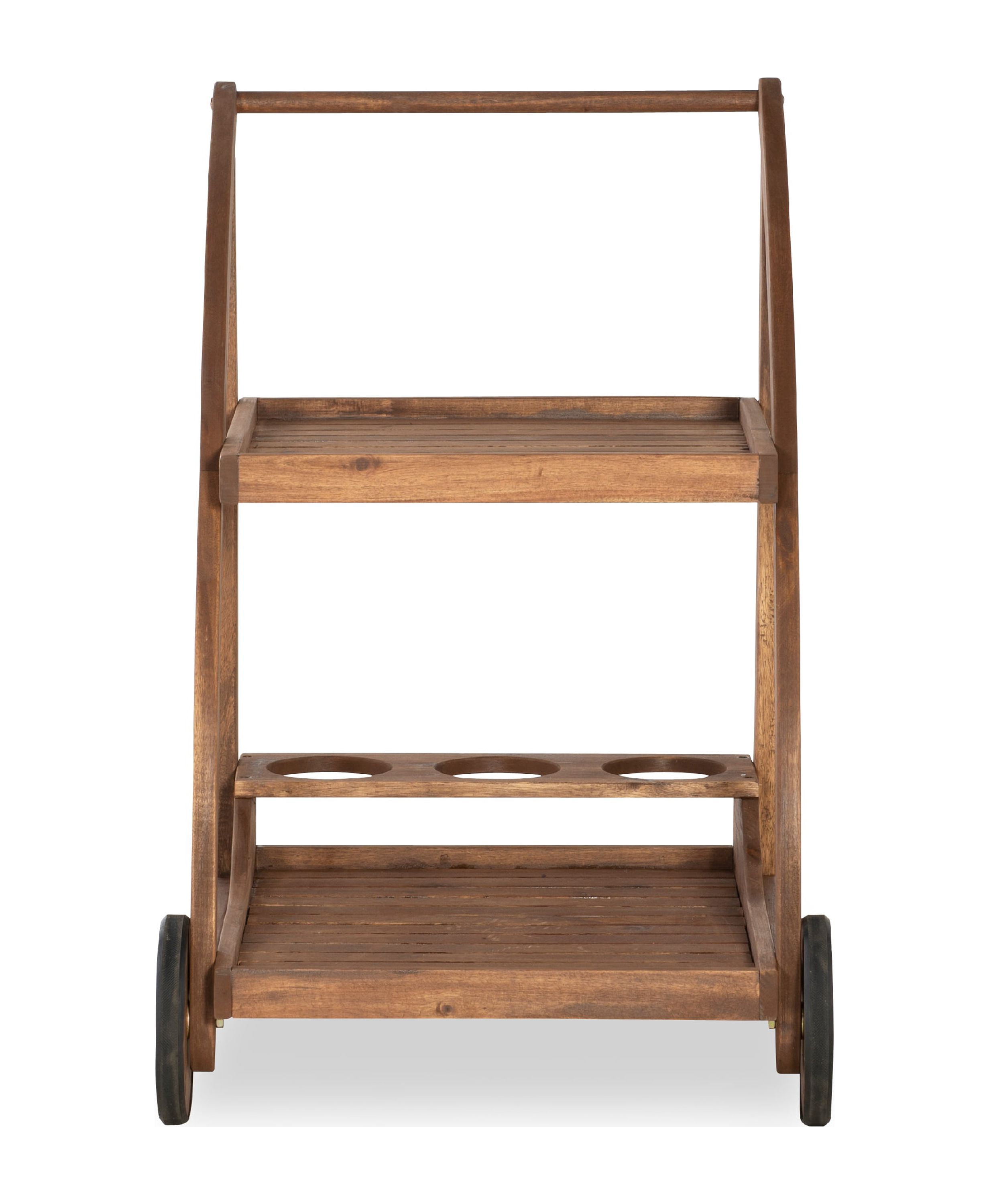 Linon Crosscreek 2-Tier Outdoor Drink Trolley, Acorn Finish