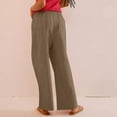 thumbnail image 4 of Mitankcoo Womens Linen Wide Leg Pants - Casual Loose Drawstring Low Waist Palazzo Pants with Pockets Brown Pants Size XL, 4 of 4