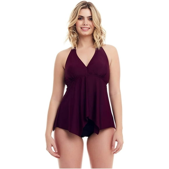 COVER GIRL Womens Swimwear Straight and Curvy Tankini Swimsuit Tops (Bottom Sold Separate) - Handkerchief