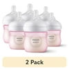 (2 pack) Philips Avent Natural Baby Bottle with Natural Response Nipple, Pink, 4oz,3pk, SCY900/13