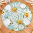 thumbnail image 2 of Lightblue Daisy Flower Watercolor Pattern Round Fitted Tablecloth with Elastic Edge,Dining Table Cover Waterproof,Outdoor Round Tablecloth for Camping,Dining,Indoor and Outdoor, 2 of 7