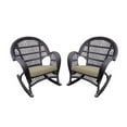 thumbnail image 1 of Jeco Resin Wicker Patio Rocker Chair in Espresso with Tan Cushion (Set of 4), 1 of 1