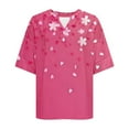 thumbnail image 5 of GERsome Women's Short Sleeve T Shirts Button V Neck Tops Casual Floral Tees Lightweight Soft Loose Fit Summer Shirts, Sizes S-2XL, 5 of 5