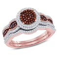 thumbnail image 1 of Ensemble de Bague de Fiançailles et de Mariage en Or Rose 10K avec Grappe de Diamants Rouges de 1/2 Carat (ctw I2-I3), 1 of 1