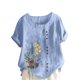 thumbnail image 2 of Xuyuer Women Tops Causal Summer Short Sleeve Oversized T Shirts Loose Blouses Fashion Round-Neck Comfy Women Tunic Tee Shirts Tops Loose Fit Regular Blouse, 2 of 5