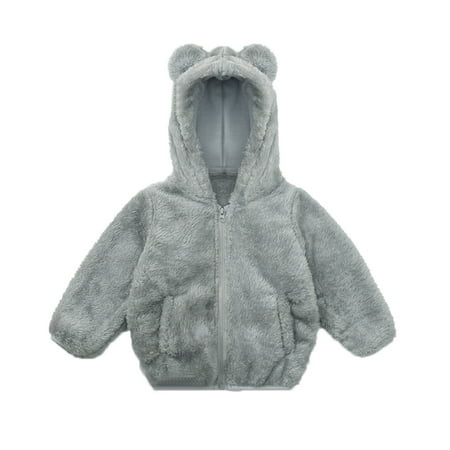 

Coats For Toddler Girls Toddler Winter Windproof Solid Hooded Coat With Pocket Jacket Kids Warm Fleece Outerwear