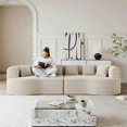 thumbnail image 3 of Spaco Curved Sectional Sofa with 6 Pillows, 106.3 inch Oversized Modern Bone-Free Cloud Sofa, Luxury Corduroy 4-Seater Memory Foam Sofa with Deep Seat for Indoor as Living Room, Bedroom, Beige, 3 of 17