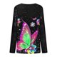 thumbnail image 5 of Blusa de manga larga con botones de empalme y lentejuelas para mujer, blusa holgada con estampado de mariposa y costuras, Tops tipo túnica con lentejuelas Pompotops gfhjh16608, 5 of 5