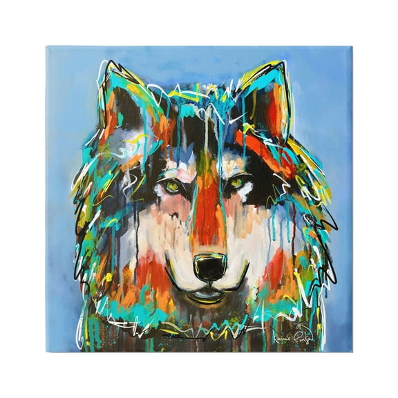 Stupell Industries Bold Wolf Dripping Paint Saturated Graffiti Street Style Painting Gallery Wrapped Canvas Print Wall Art, Design by Karrie Evenson