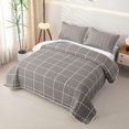 thumbnail image 3 of Castle Fairy Neutral Dash Grid Twin Quilt Set 2 Pieces,Simple Stitched Square Twin Coverlet Set,Taupe White,1 Bedspread and 1 Pillowcase, 3 of 7