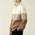 thumbnail image 7 of hotojiny Boys' Knit Pullover Sweater Quarter Zipper Knitwear Sweatshirt Kids Long Sleeve Striped Sweaters Casual Outfit(Coffee,14-15 Years), 7 of 7