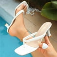 thumbnail image 4 of Modisza Heels for Women Square Open Toe Flip Flops Thong Heeled Sandals Ladies Summer Daily Slip on Casual Dressy Slide Shoes Beige 6, 4 of 6