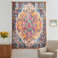 thumbnail image 3 of Blue Pink Sheer Curtains 63 Inches Long, Boho Middle Century Geometric Abstract Light Filering Curtains, Breathable Simi Curtain Privacy Drapes for Living Room Bedroom Lightweight Window Treatment, 3 of 9