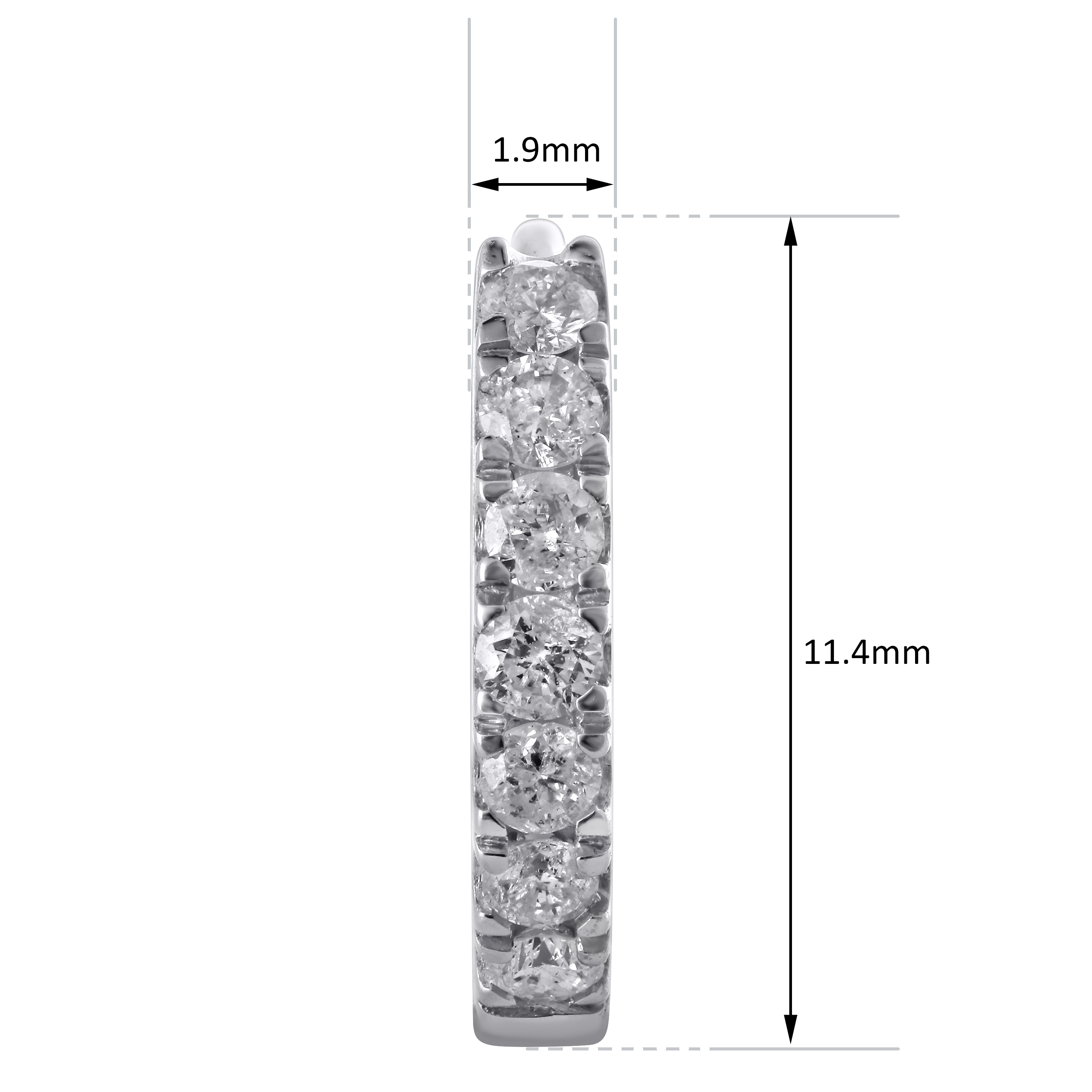 1/2 Cttw Diamond (I2-I3 K) Hoop Earring in 10K White Gold - image 3 of 4