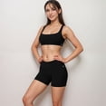 thumbnail image 3 of Women's High Waist V-Cut Active Shorts with Seamless Stretch Compression Fit and Contoured Flattering Silhouette - Black, Medium, 3 of 7