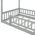 thumbnail image 5 of Harper & Bright Designs Twin Size Wood Floor Bed Frame, Twin House-Shaped Bed Daybed with Fence for Girls Boys, Gray, 5 of 9