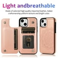 thumbnail image 2 of Dteck Embossed Flower Pattern Wallet Case for iPhone 15 Plus,Magnetic Leather Card Slots Women Girl Case Shockproof Kickstand Flip Cover for iPhone 15 Plus,Rosegold, 2 of 7