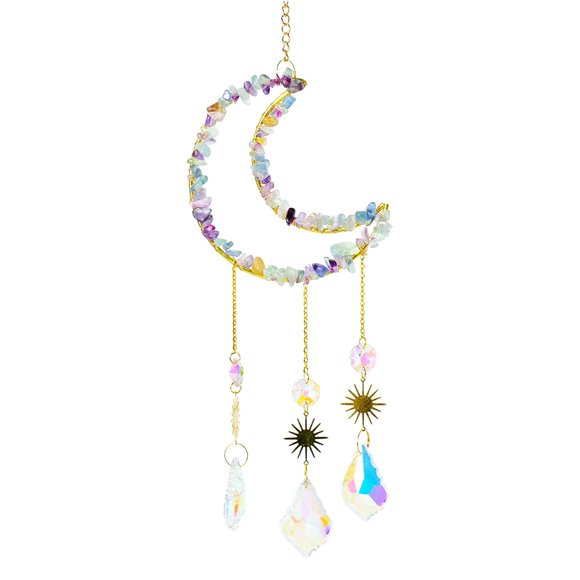 FUYPSE 2026 New Arrivals Wind Chimes for Garden Home Decor Natural Amethyst Gravel Pendant Handwoven Catcher Wind Chime Lighting Pendant Decorative Home Decor
