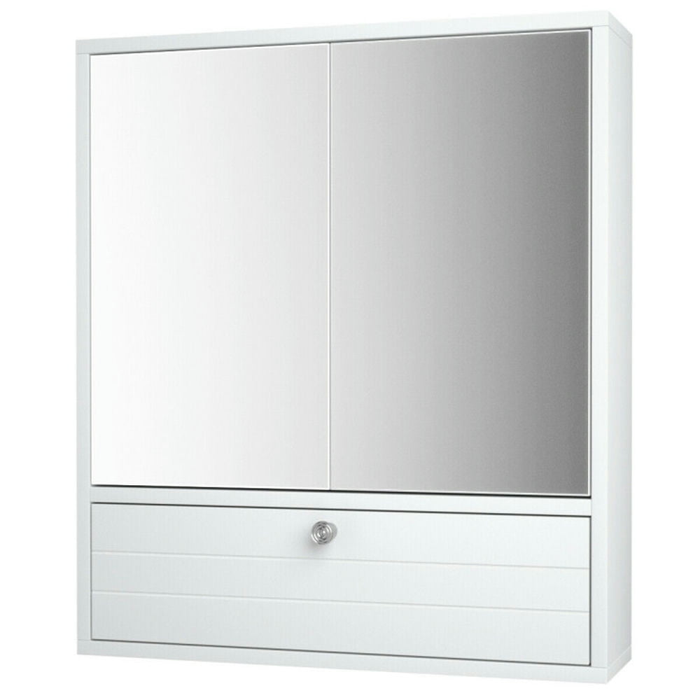 Finihen Bathroom Wall Cabinet, Wall Mounted Bathroom Mirror Cabinet, Double Door Wall-Mounted Bathroom Mirrored Medicine Cabinet, for Bathroom, White Finihen Bathroom Wall Cabinet, Wall Mounted Bathroom Mirror Cabinet, Double Door Wall-Mounted Bathroom Mirrored Medicine Cabinet, for Bathroom, White