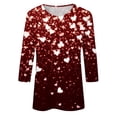 thumbnail image 4 of JULMCOMO Three Quarter Sleeve Blouses for Women Summer Crew Neck T Shirts Work Floral Print Tshirts Loose Dressy Casual Tee Shirts Red 3XL, 4 of 5