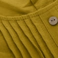 thumbnail image 7 of Long Sleeve Plus Size Linen Tops for Women Casual Fall Pleated Front Button Round Neck T Shirts Loose Flowy Tees (5XL, Yellow), 7 of 7