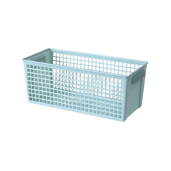 White Plastic Storage Basket with Handles | Stackable Rectangular Organizer Bin for Home, Kitchen, Bathroom & Laundry | 1-Pack