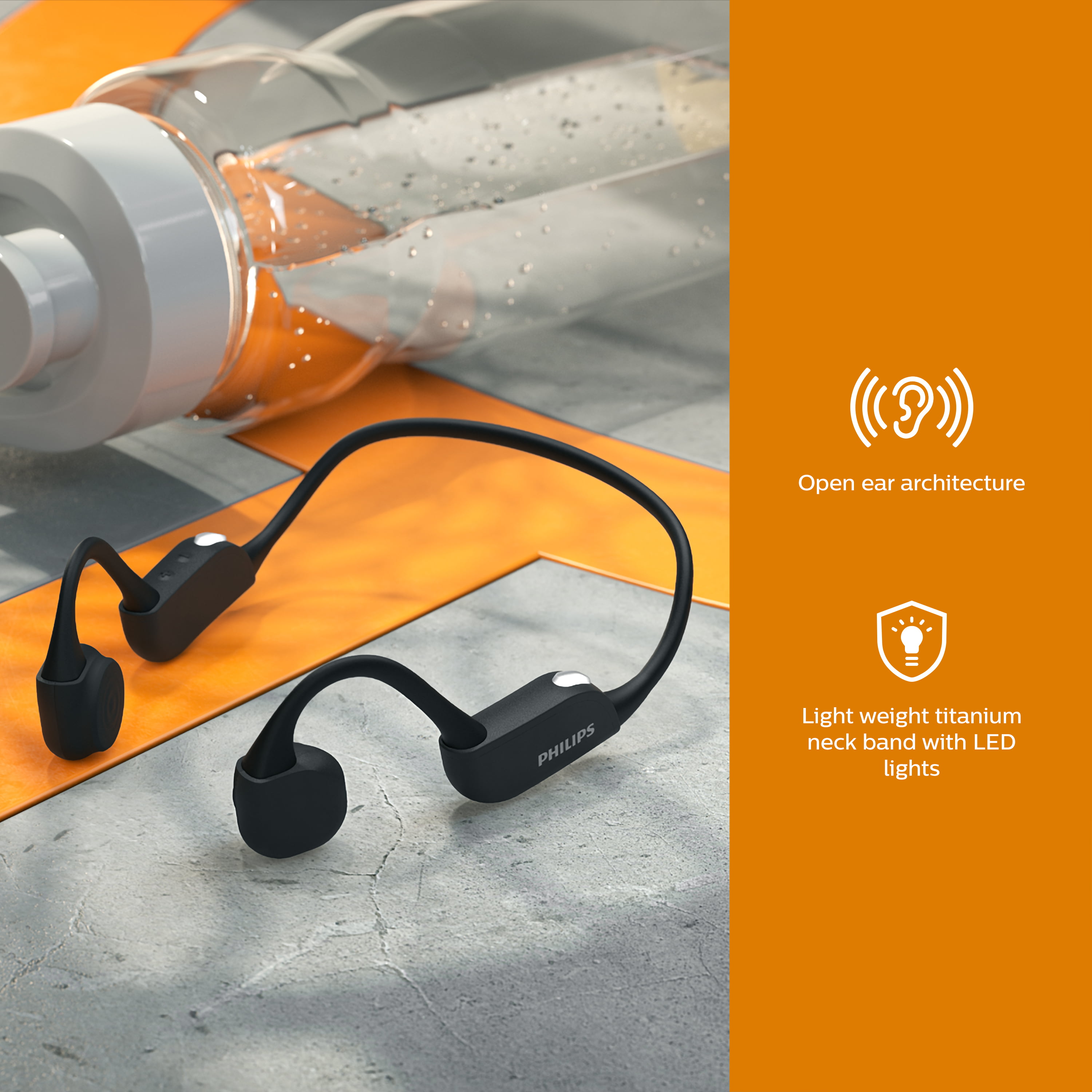 流行 PHILIPS GO A6606 Open-Ear Bone Conduction Bluetooth Headphones w イヤホン、 ヘッドホン