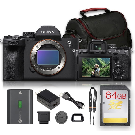 Sony a7 IV ILCE-7M4/B Mirrorless Camera Body | 33MP Full-Frame, 5-Axis IBIS, Real-Time AF, 4K Video | 64GB Memory Card   Camera Bag