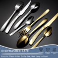 thumbnail image 4 of Silverware Set, 24 Pieces Flatware Set with Silverware Holder, Stainless Steel Knives and Forks and Spoons Cutlery Set Service for 6, Utensil Tableware Set with Antiskid Handle (Gold Silver), 4 of 8