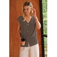 thumbnail image 2 of Arach&Cloz Women's Wool Blend Sweater Vest V Neck Button Down Cardigan Business Casual Tops 2026, 2 of 5